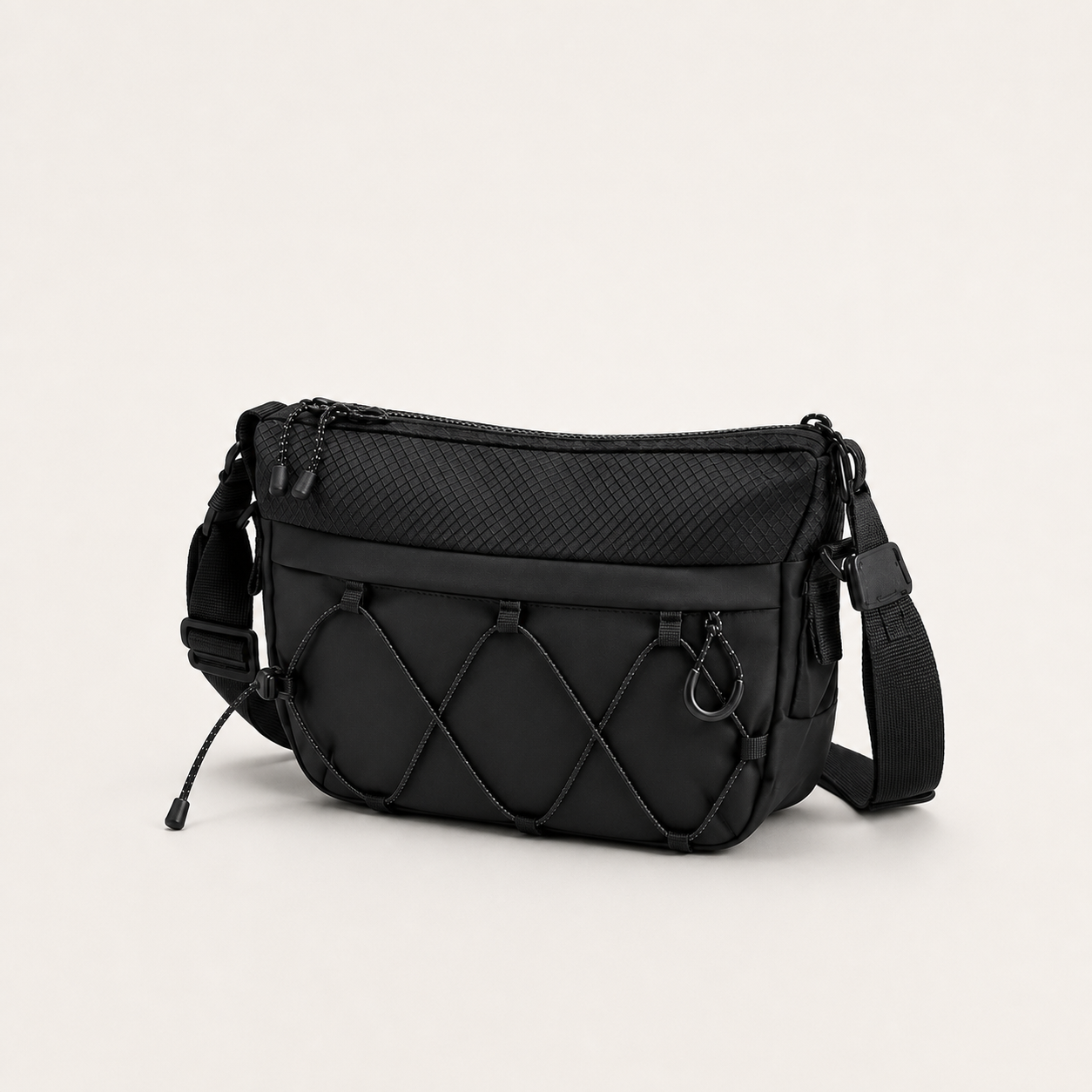 Strider 5L techwear sling bag — front three-quarter studio view