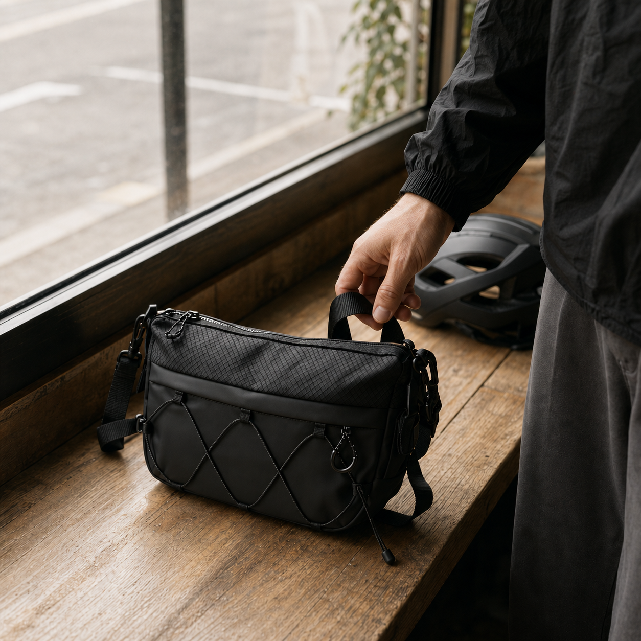 Grab-and-go moment by the cafe window